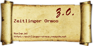 Zeitlinger Ormos névjegykártya